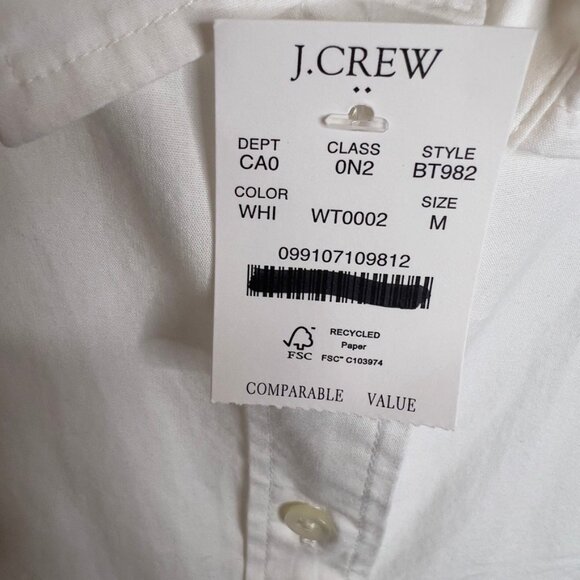 J.Crew $80 Sleeveless cotton poplin shirt in signature fit White Size M BT982 - Picture 4 of 6